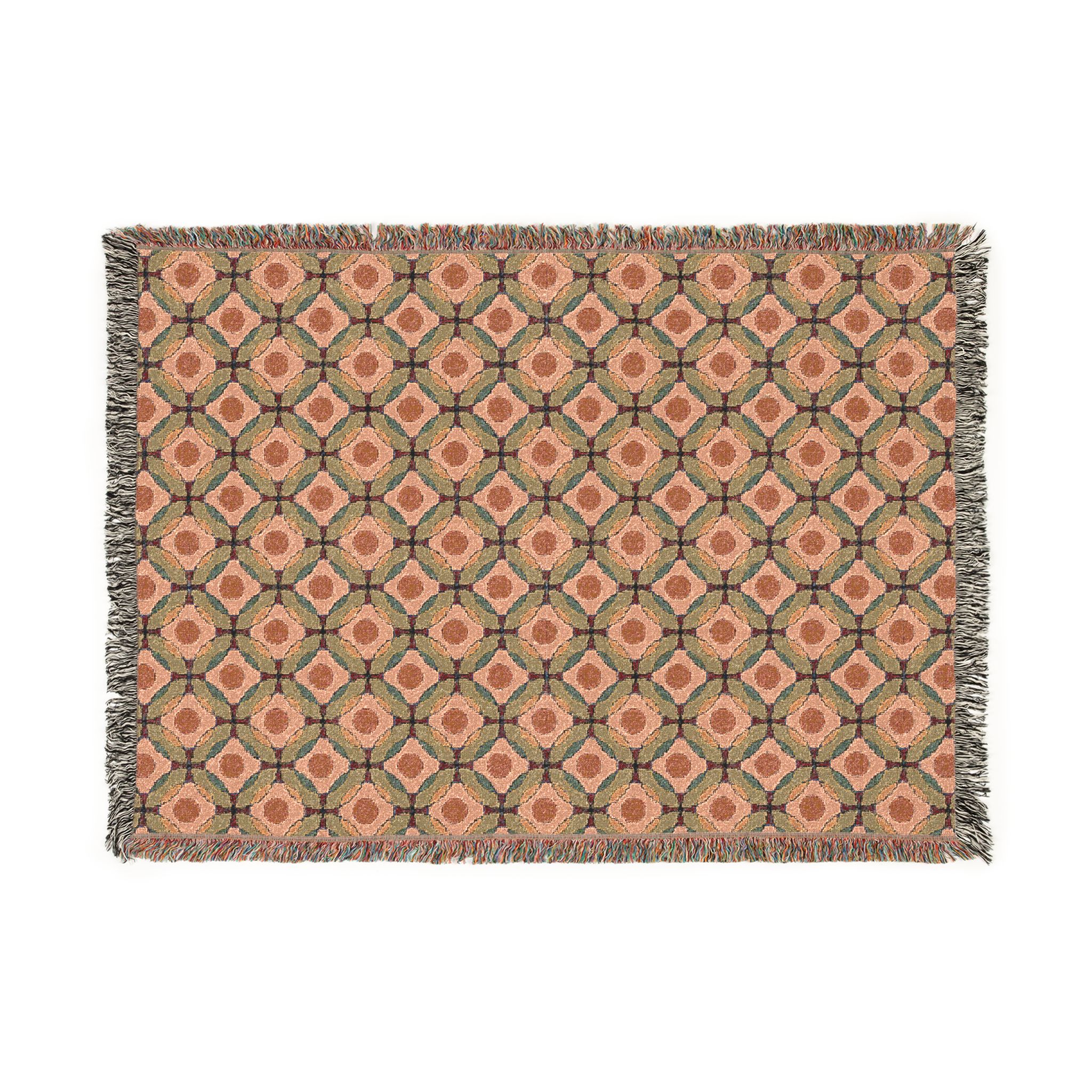 Plaid en coton tissé Terracotta & Olive