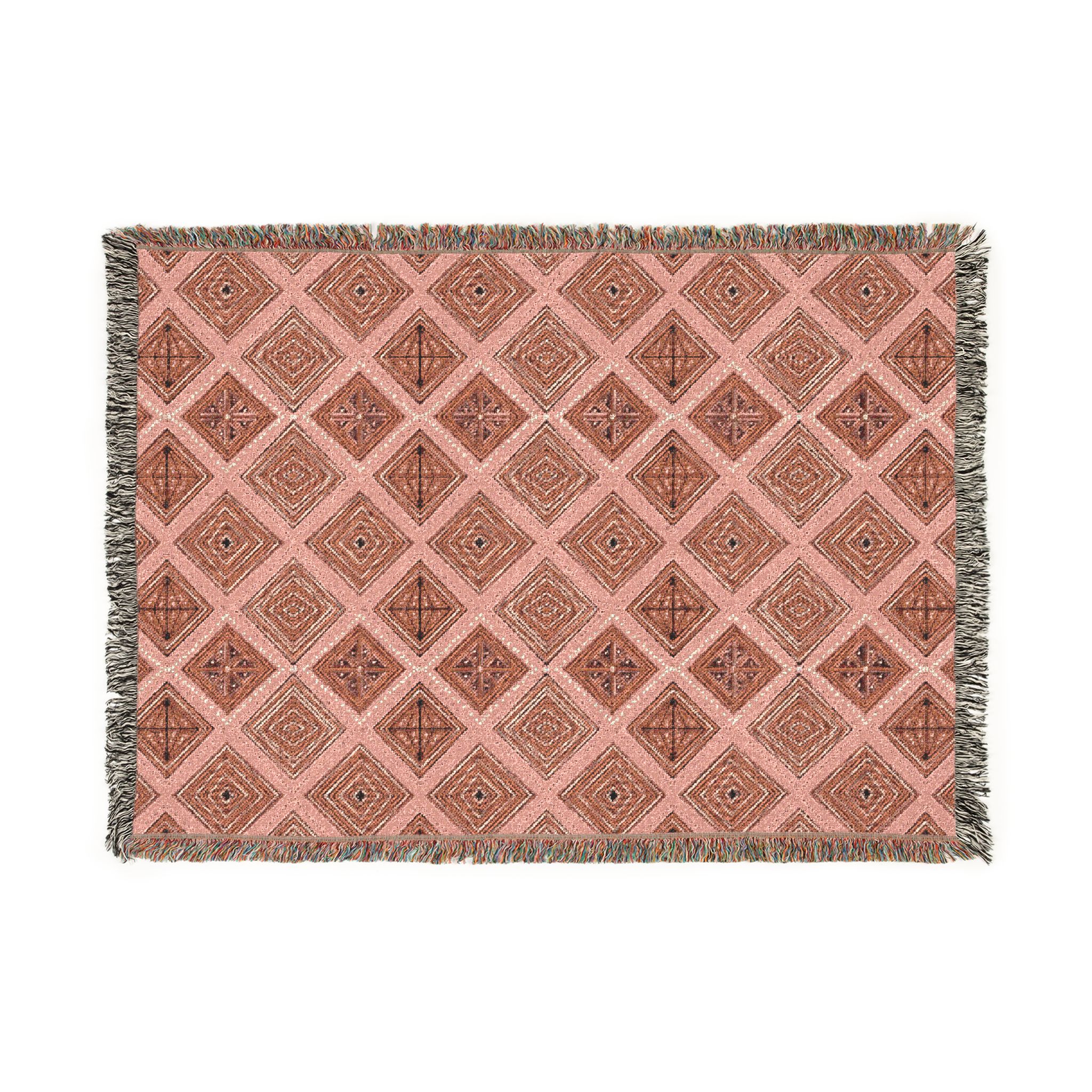 Plaid en coton tissé Ethniques Brun